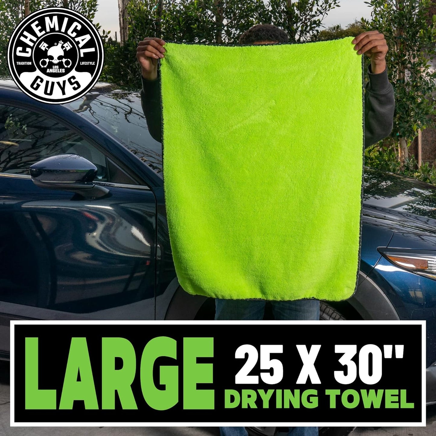 MIC530 Speed Woolly Mammoth Ultimate Super Plush Car Drying Towel, for Cars, Trucks, Suvs, Pets, Messes & More, Neon Green (25" X 30"), Large