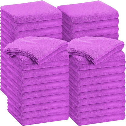 30 Pcs Edgeless Microfiber Towels for Cars Detailing Drying Wash Polishing Towel Plush Absorbent Microfiber Rags Plush Microfiber Cleaning Cloths for Cars, 500 GSM, 16 X 16 Inch (Purple)