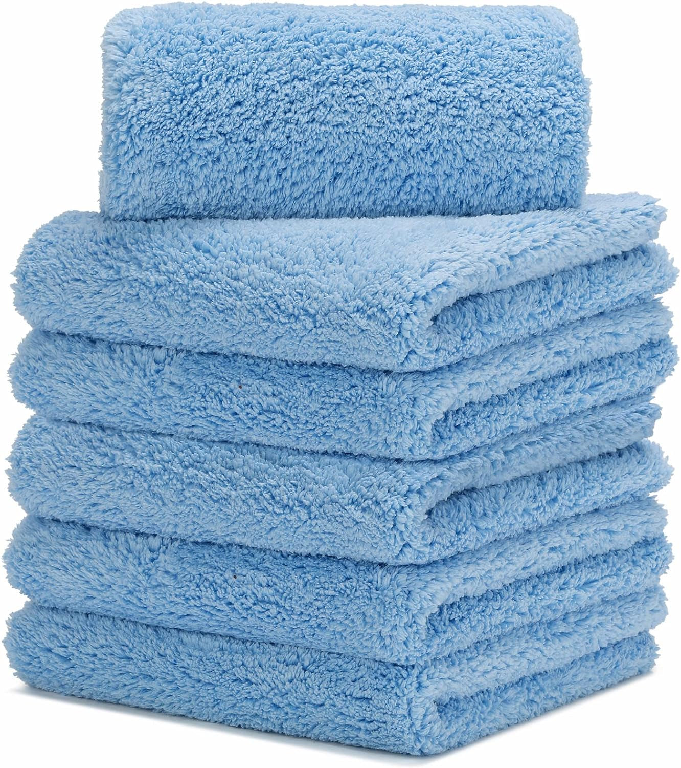 Microfiber Car Wash Drying Towels Professional Grade Premium Microfiber Towels for Car Wash Drying Blue 450GSM 16 In.X 16 In. Pack of 6