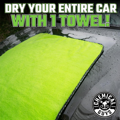 MIC530 Speed Woolly Mammoth Ultimate Super Plush Car Drying Towel, for Cars, Trucks, Suvs, Pets, Messes & More, Neon Green (25" X 30"), Large