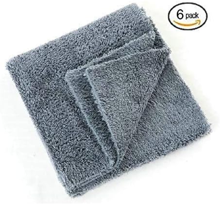 Edgeless Microfiber Towel Car Drying Wash Buffing 6Pack 16"X16" Ultra Plush 450Gsm Detailing Cloth (Gray)