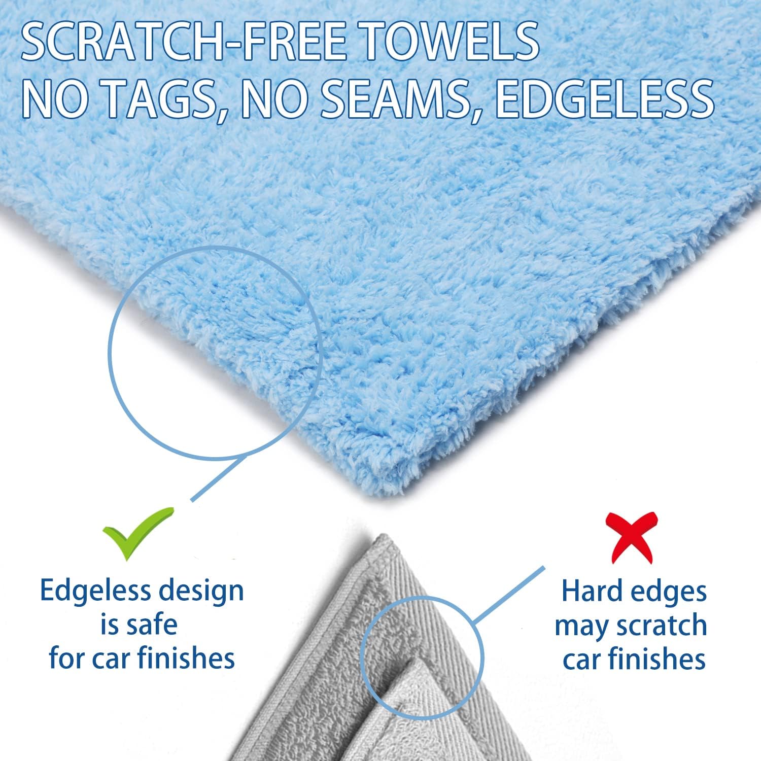 Microfiber Car Wash Drying Towels Professional Grade Premium Microfiber Towels for Car Wash Drying Blue 450GSM 16 In.X 16 In. Pack of 6