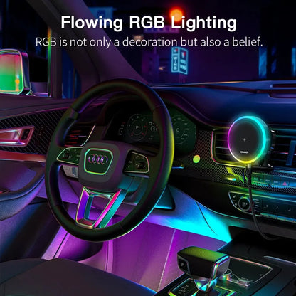 RGB Magnetic Car Phone Holder - Wireless Charger Car