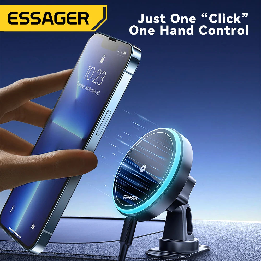 RGB Magnetic Car Phone Holder Qi - Wireless Charger 