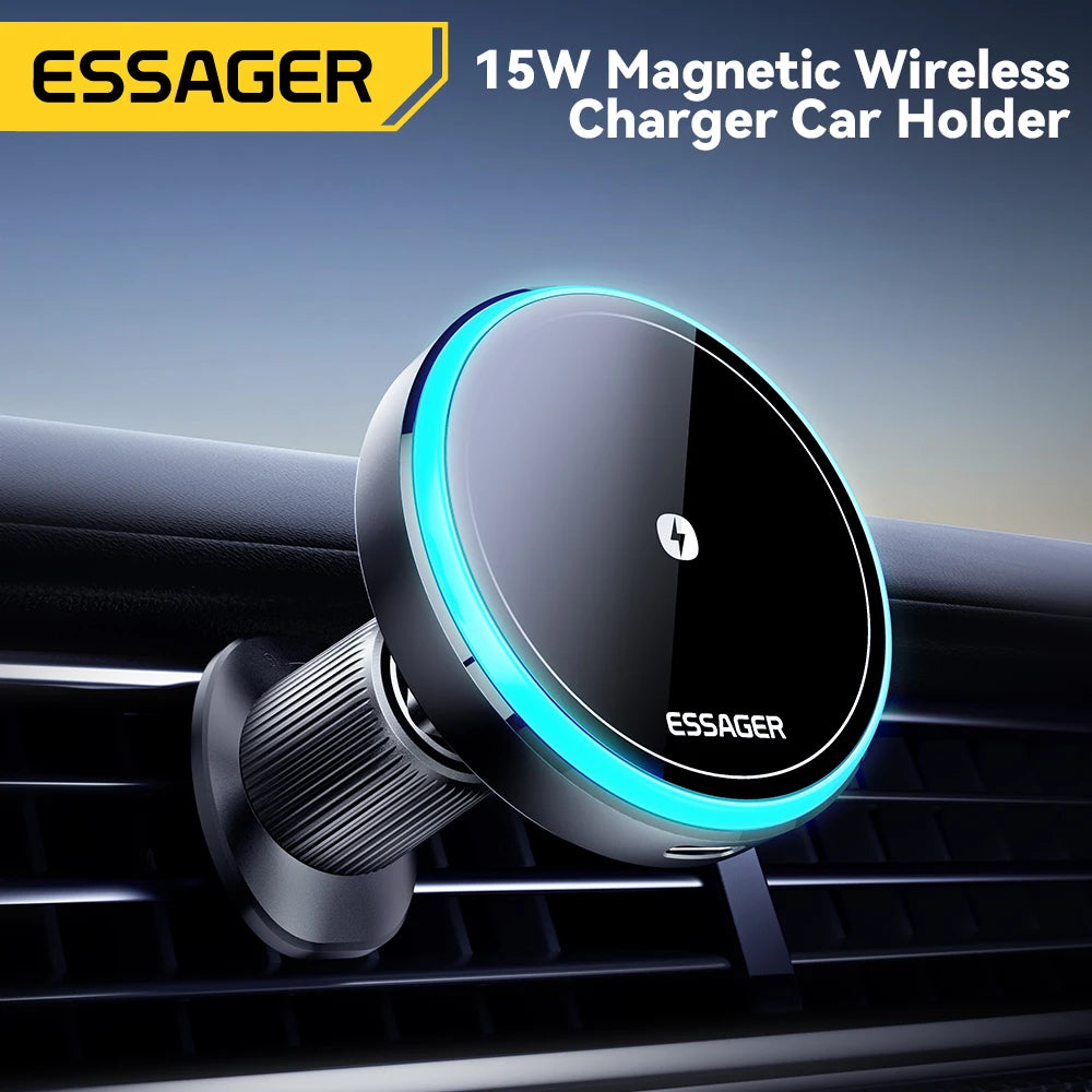 RGB Magnetic Car Phone Holder Qi - Wireless Charger 