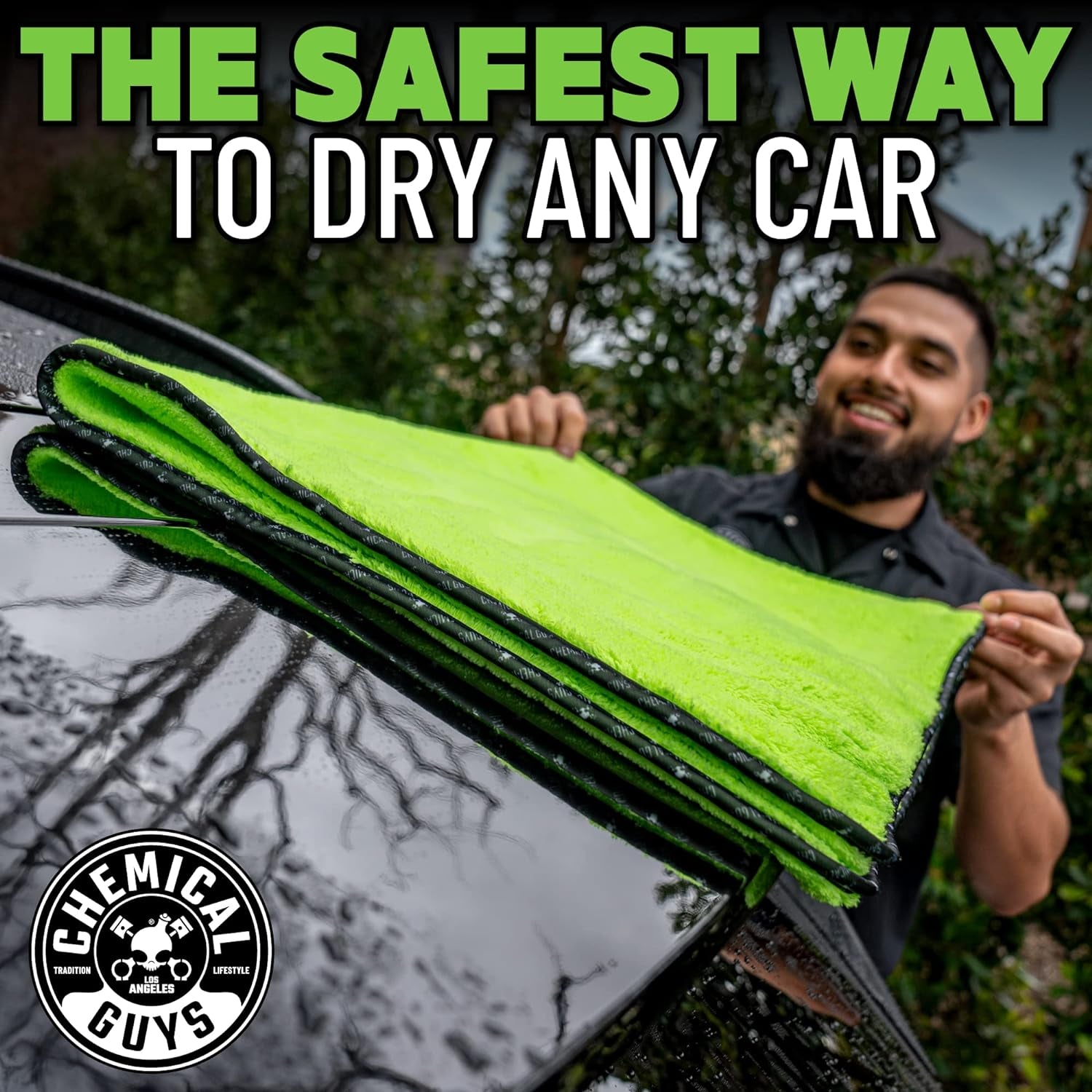 MIC530 Speed Woolly Mammoth Ultimate Super Plush Car Drying Towel, for Cars, Trucks, Suvs, Pets, Messes & More, Neon Green (25" X 30"), Large